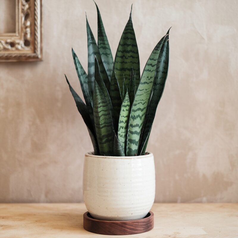 Sansevieria trifasciata, poznata kao svekrvin jezik, izdržljiva je biljka koja pročišćava vazduh i podnosi slabe uslove osvetljenja