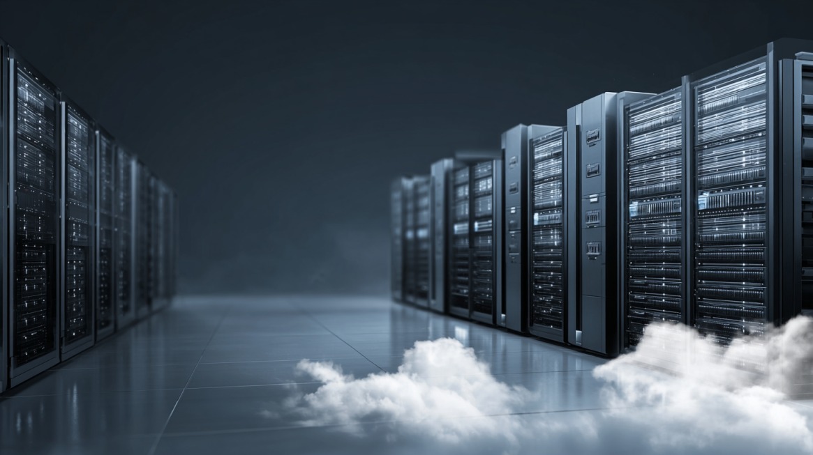 Red serverskih ormara u data centru koji simbolizuju VPS hosting okruženje